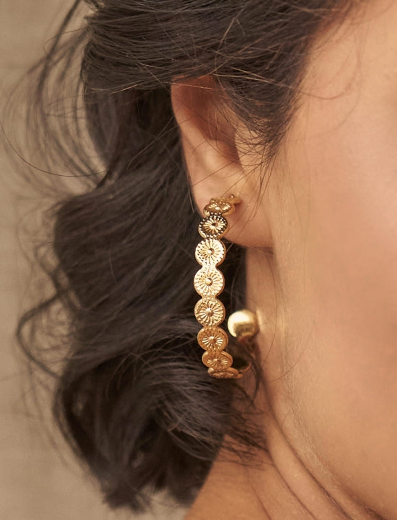 Flower Hoop Earrings