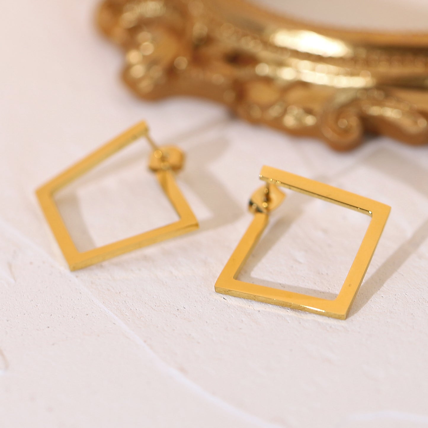 Gold Square Hoop Earrings for Women