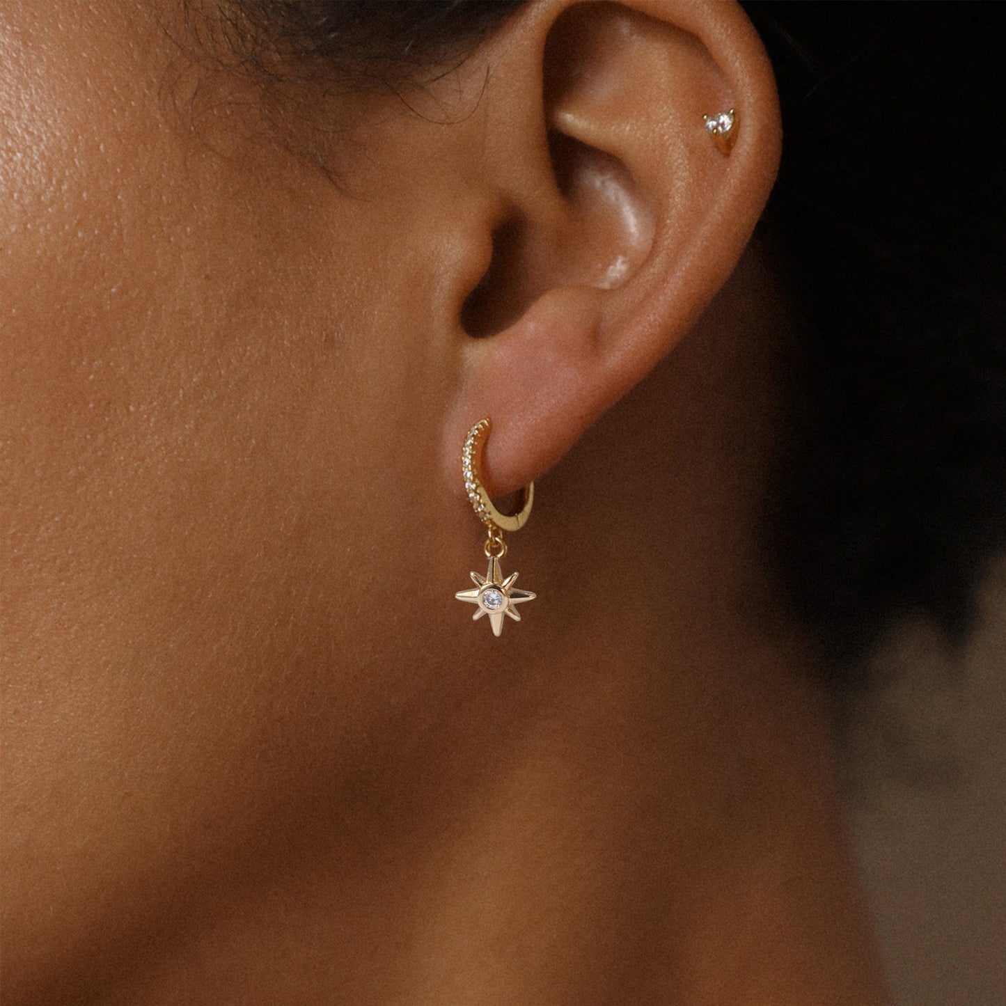Star Drop Huggie Earrings