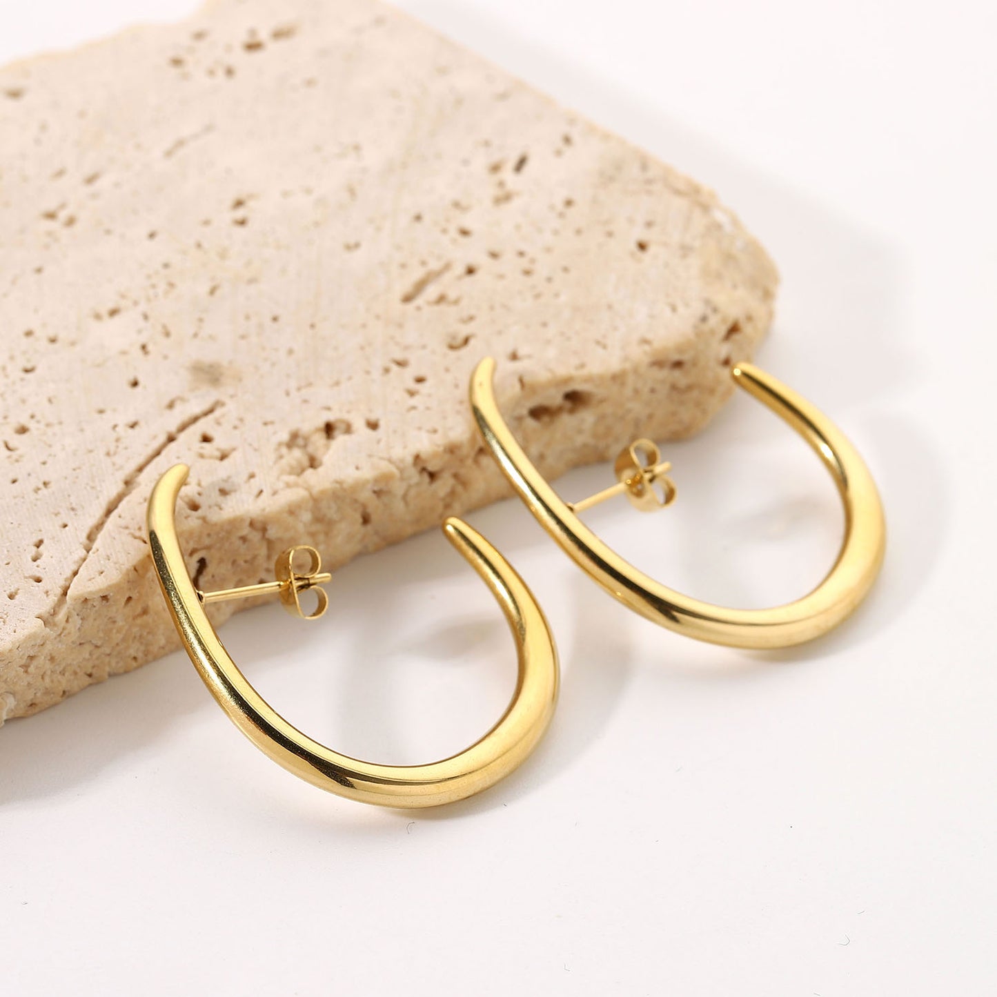 Chunky Gold Suspension Hoop Earrings for Women