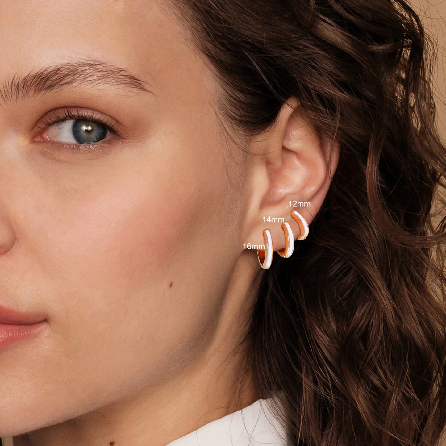 White Enamel Small Hoop Earrings for Women
