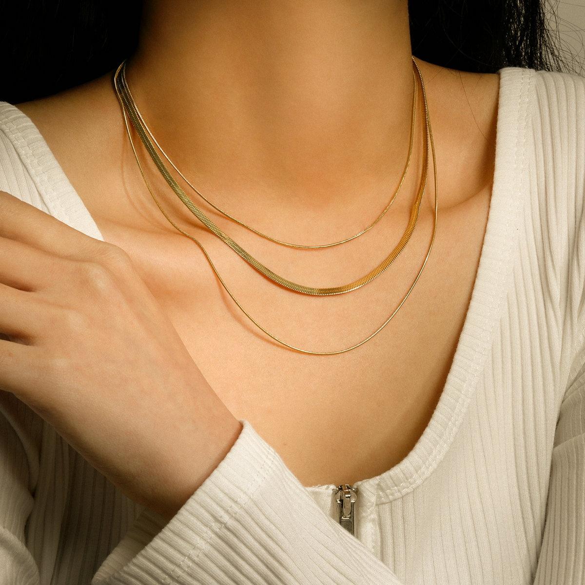 Double Strand Gold Herringbone Necklace