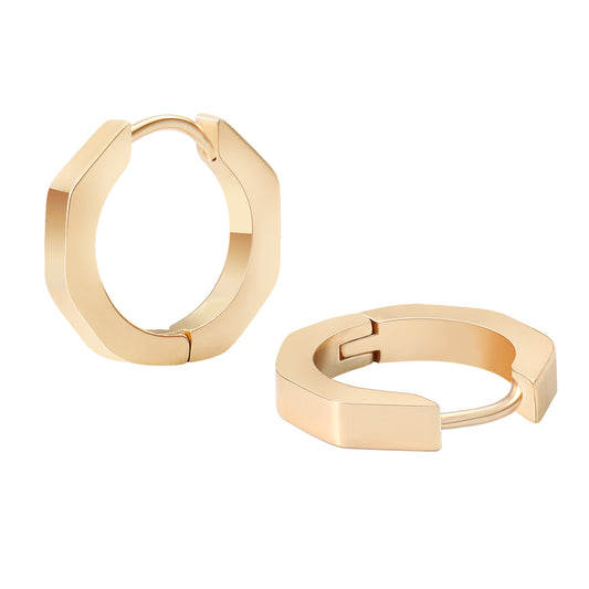 Small Gold Octagon Hoop Earrings