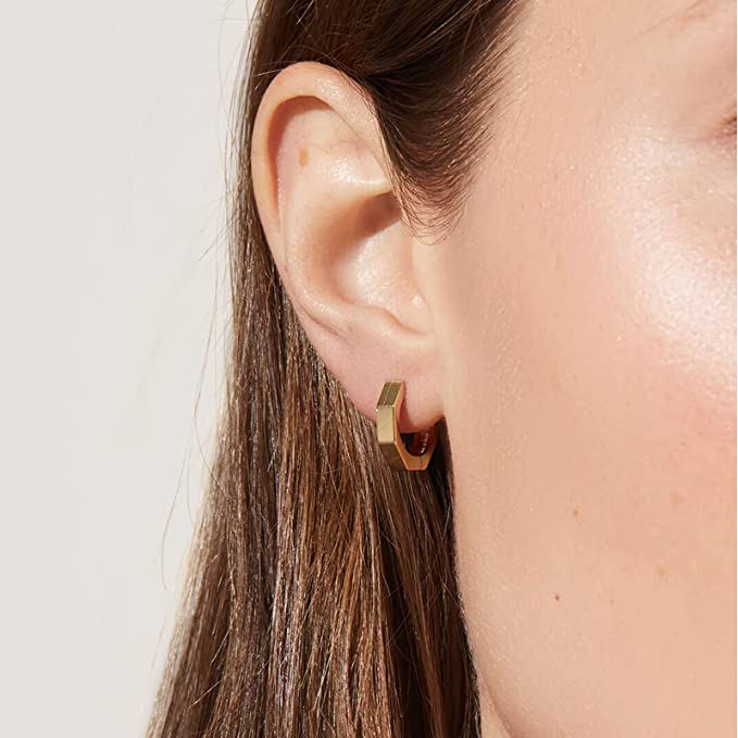 Small Gold Octagon Hoop Earrings