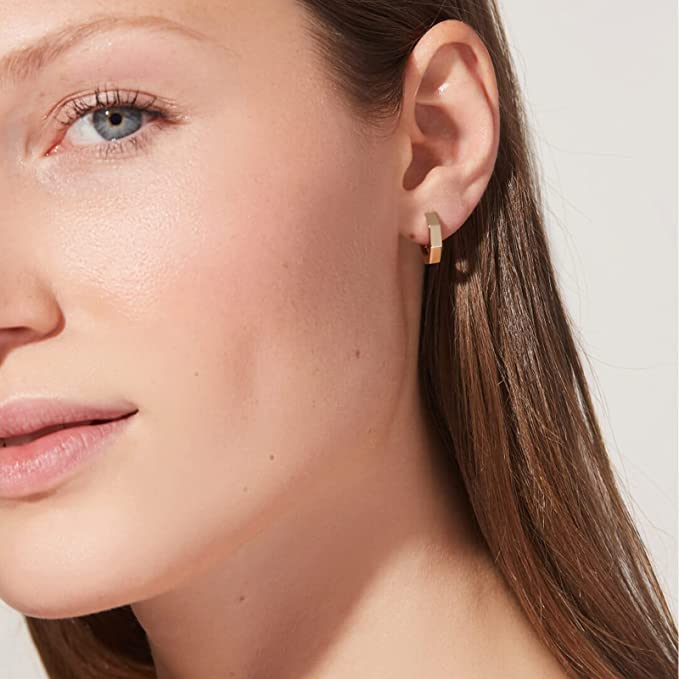 Small Gold Octagon Hoop Earrings