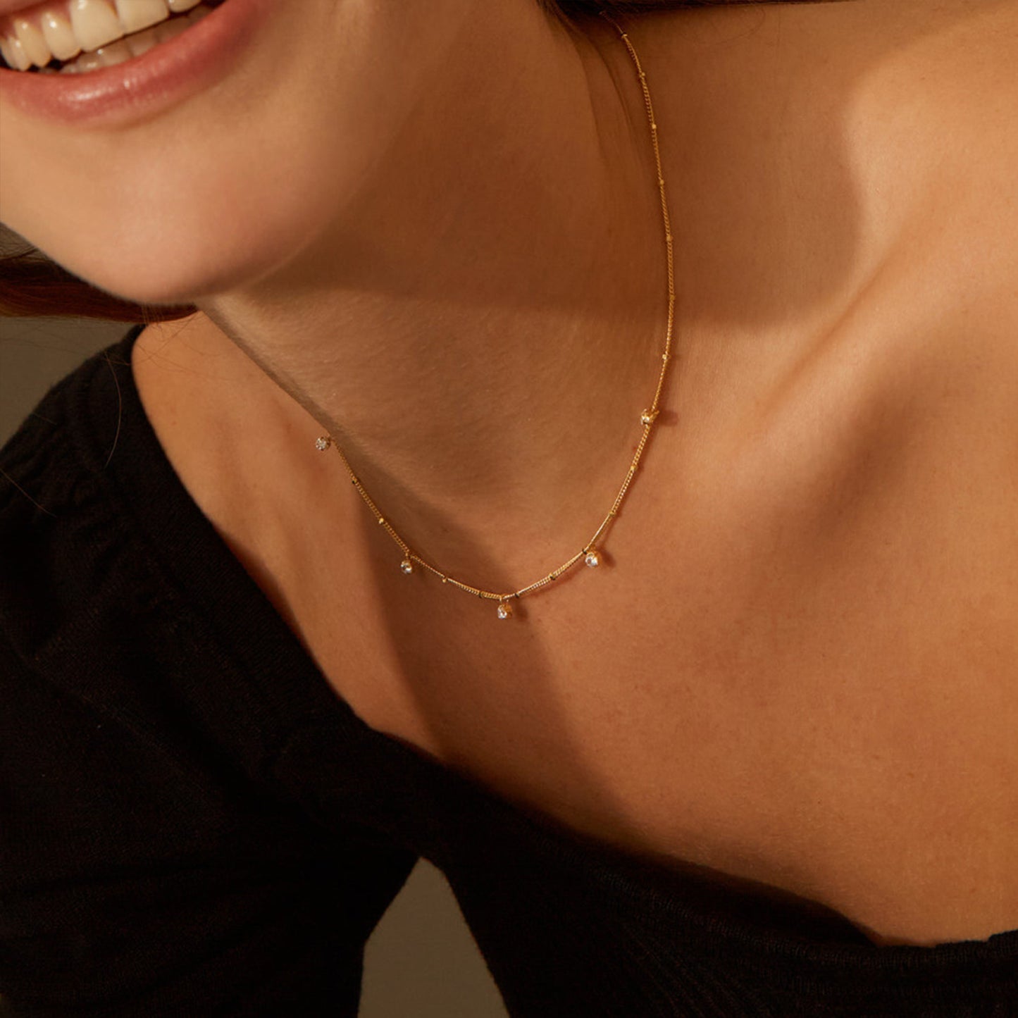 Dangling CZ Station Necklace