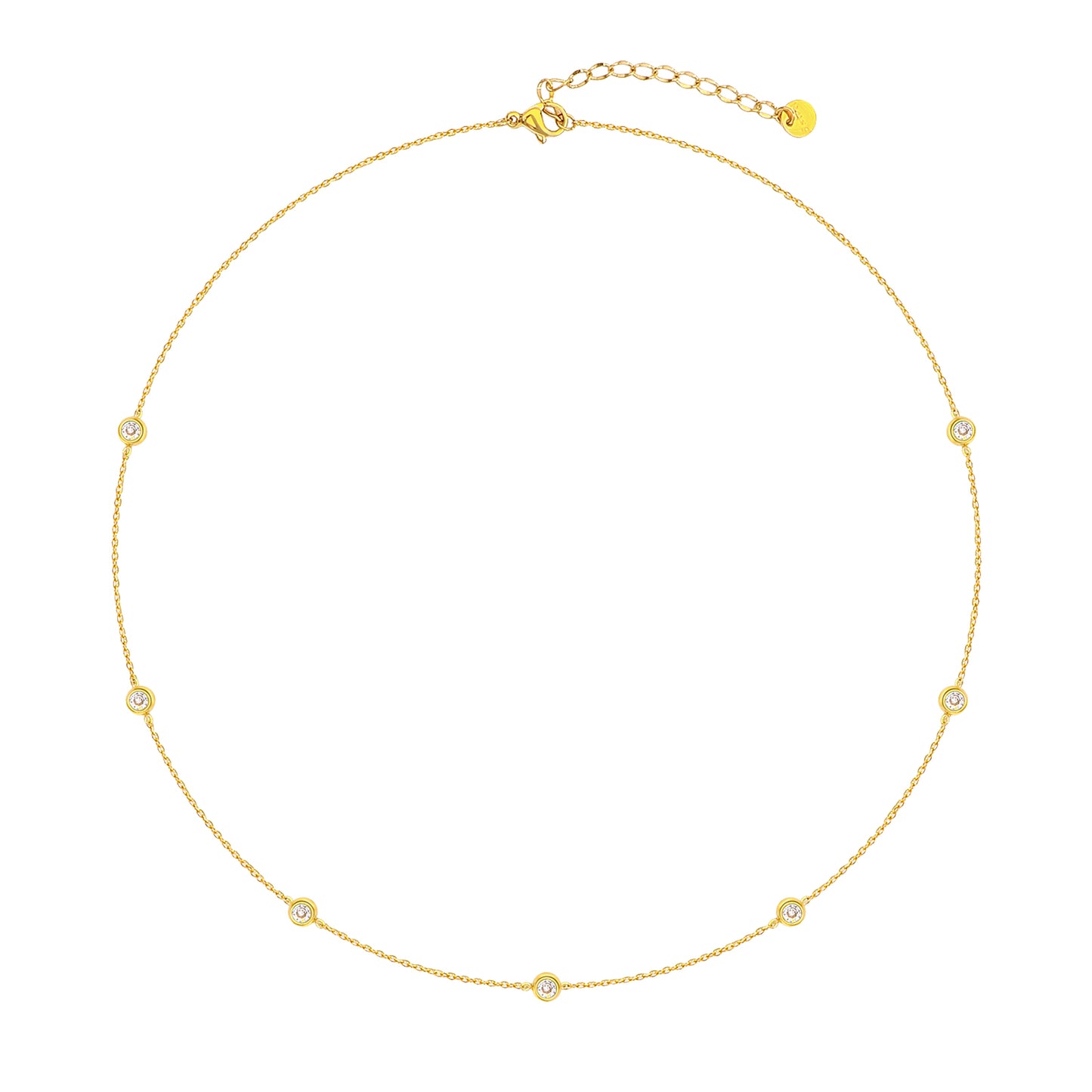 Gold Clear CZ Station Necklace