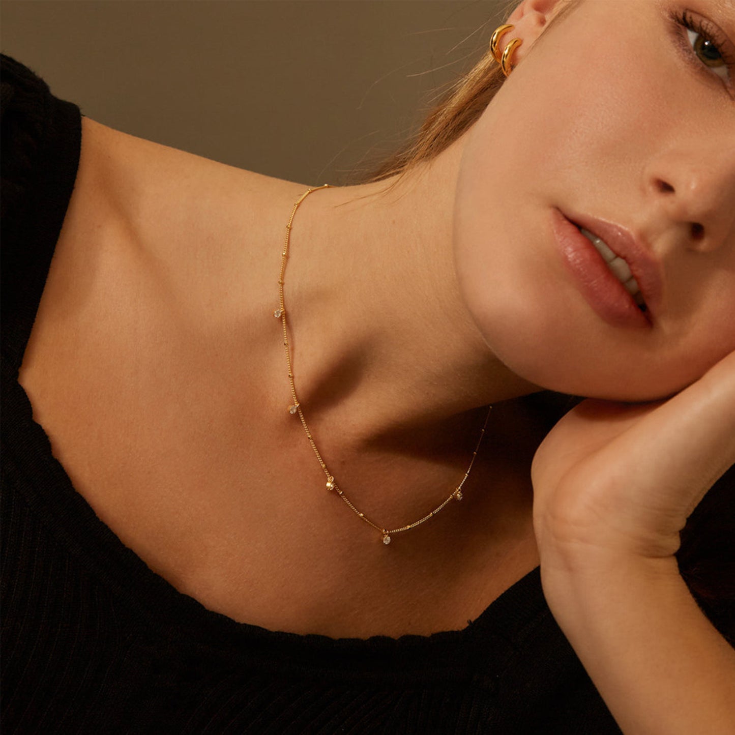Dangling CZ Station Necklace