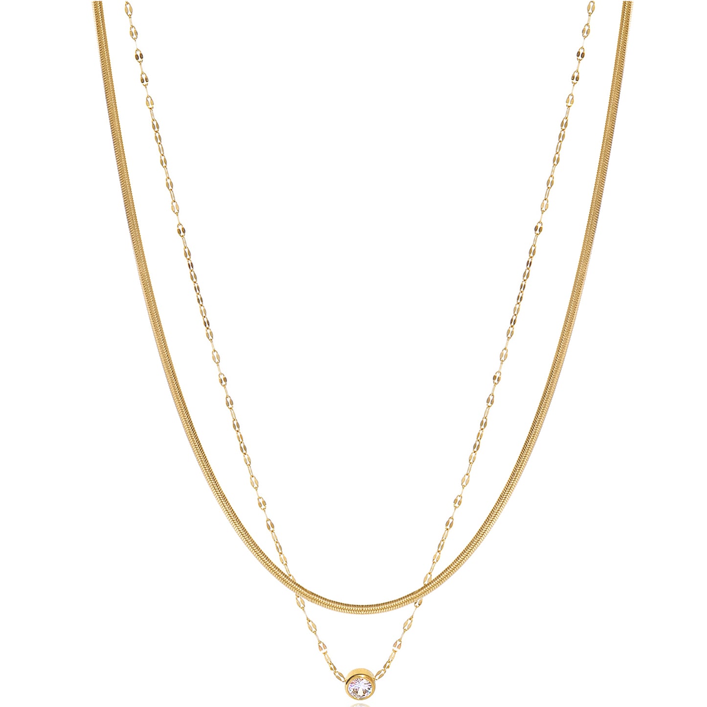 Layered Gold Mirror Chain Necklace