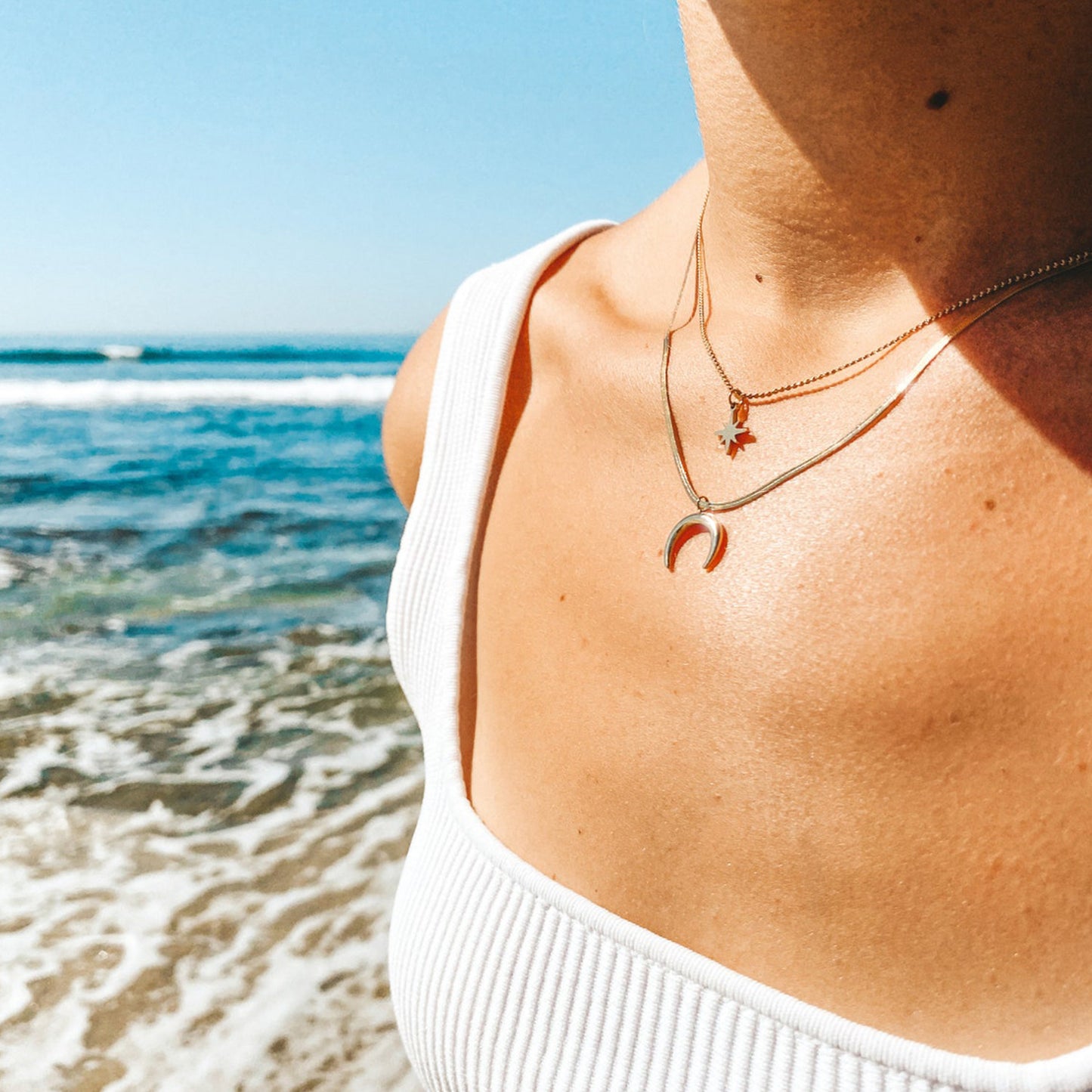 Double Strand Star Moon Necklace