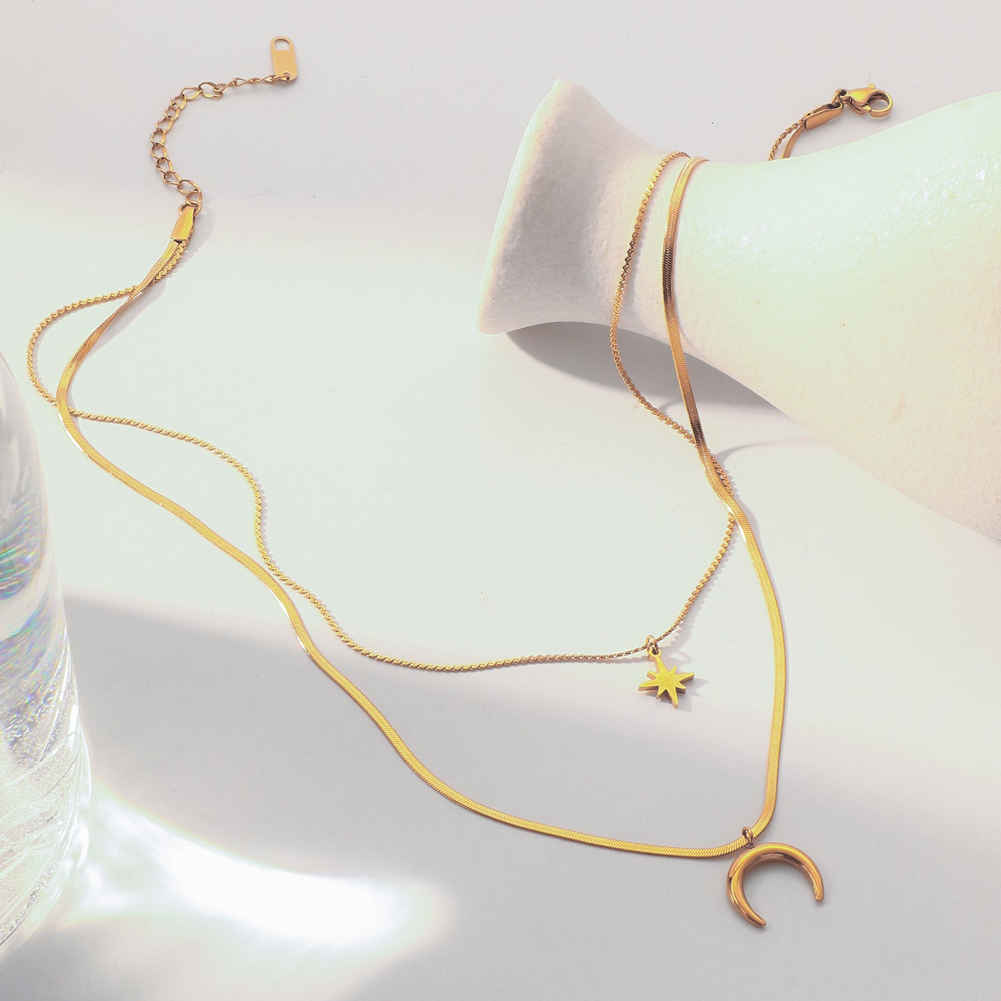 Double Strand Star Moon Necklace