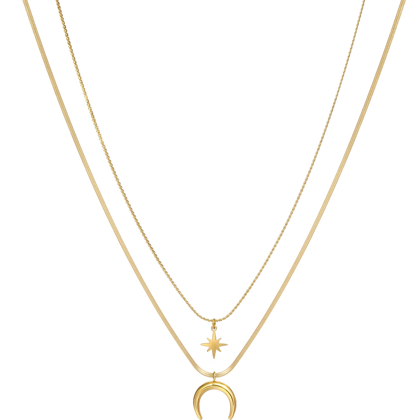 Double Strand Star Moon Necklace