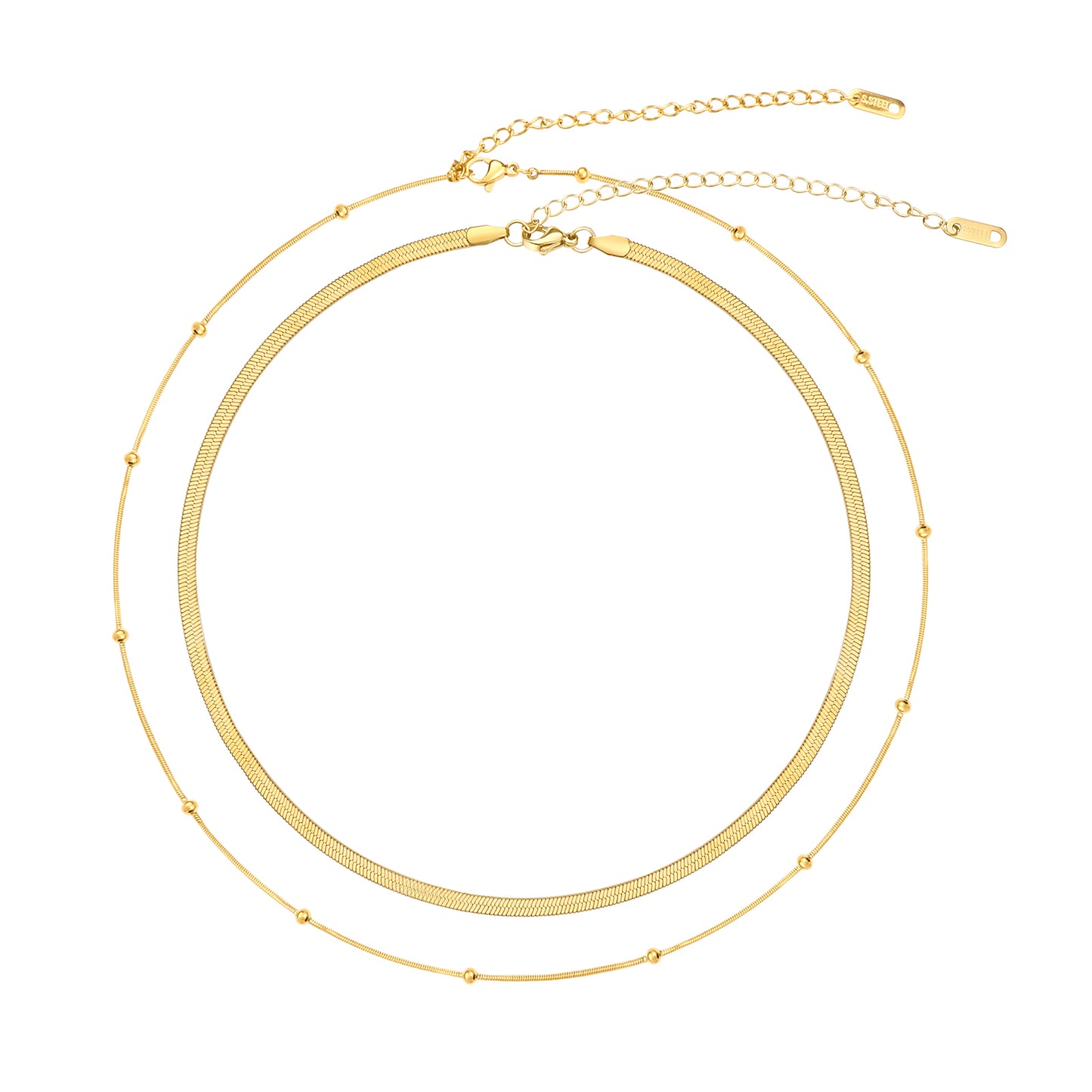 Layered Gold Herringbone Necklace