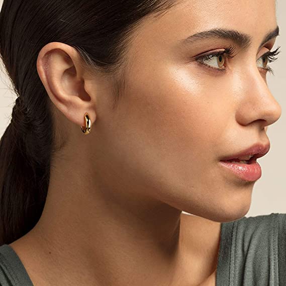Small Chunky Gold Hoop earrings for Women