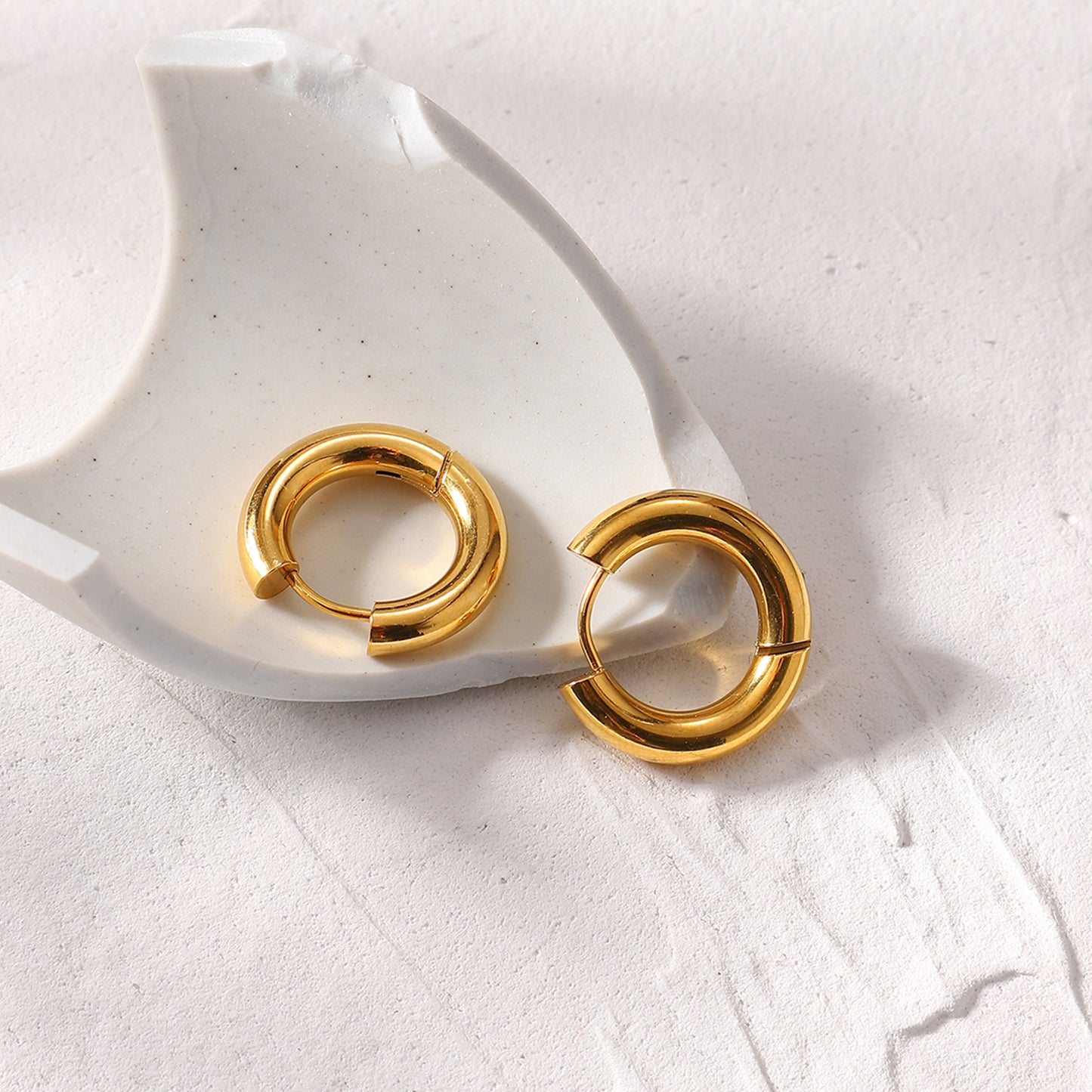 Small Chunky Gold Hoop earrings for Women