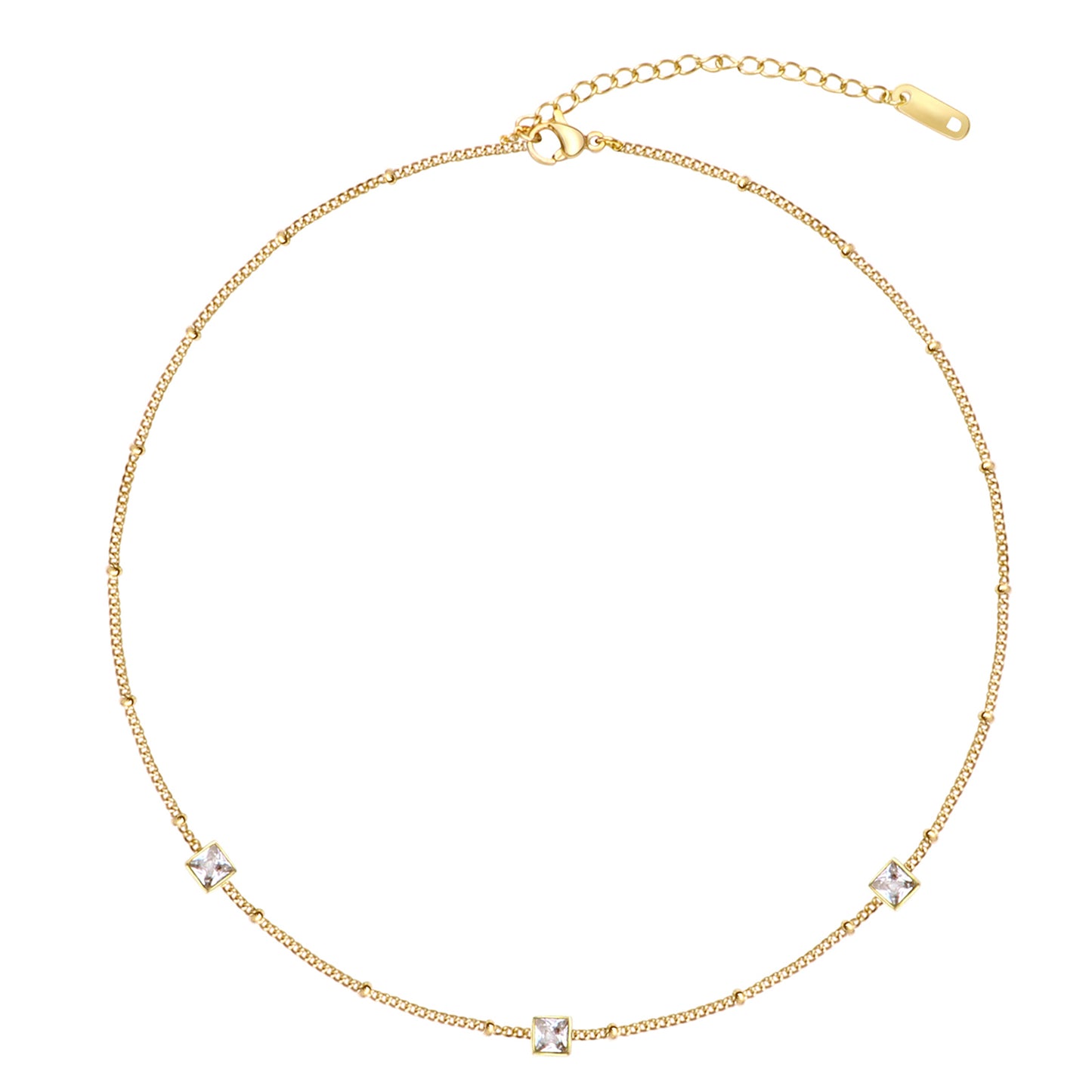 Dainty Gold Chain Choker Station Necklace for Women