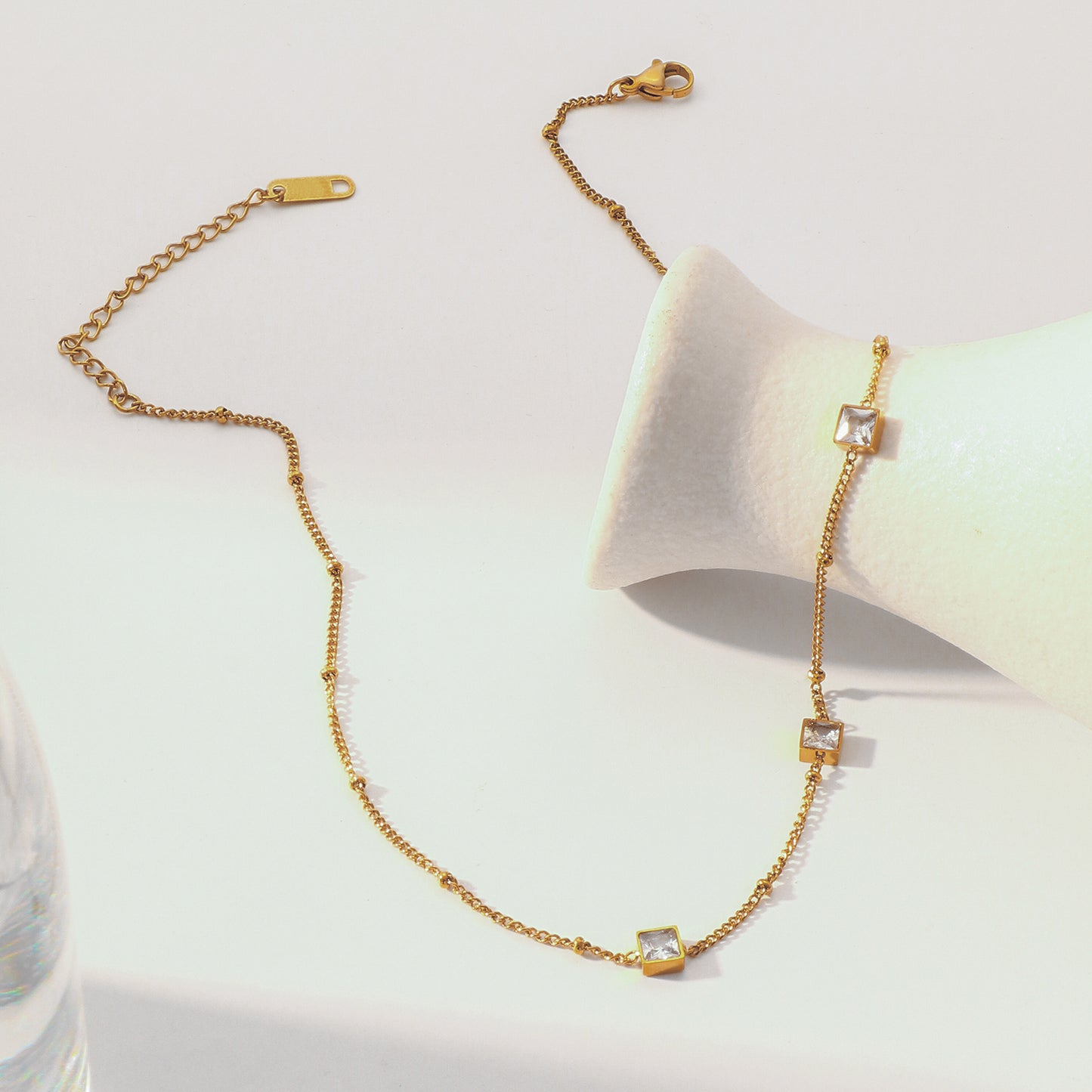 Dainty Gold Chain Choker Station Necklace for Women