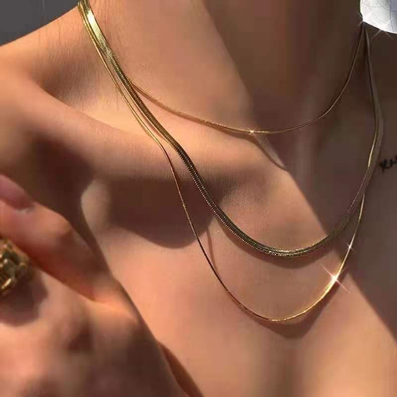 Double Strand Gold Herringbone Necklace