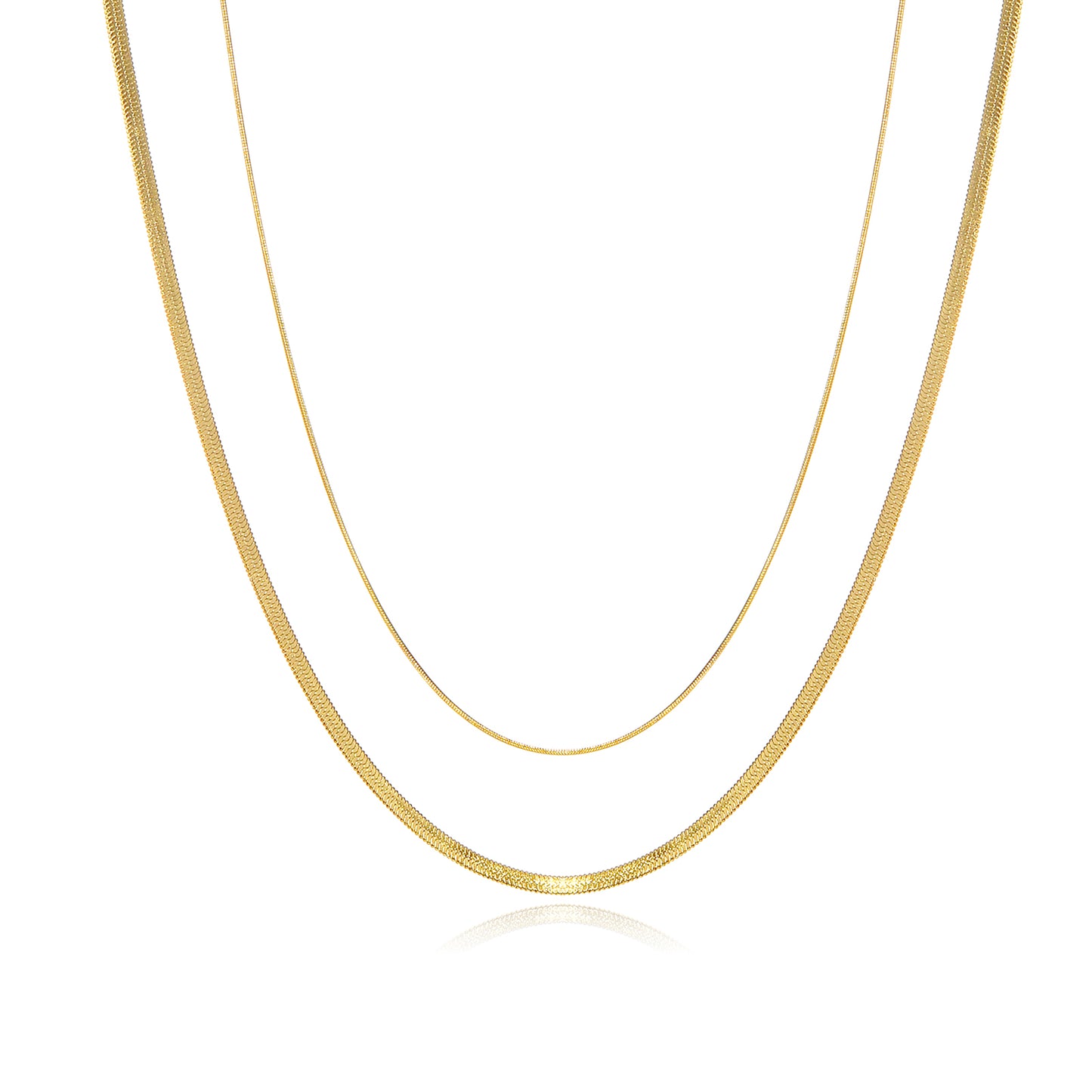 Double Strand Gold Herringbone Necklace
