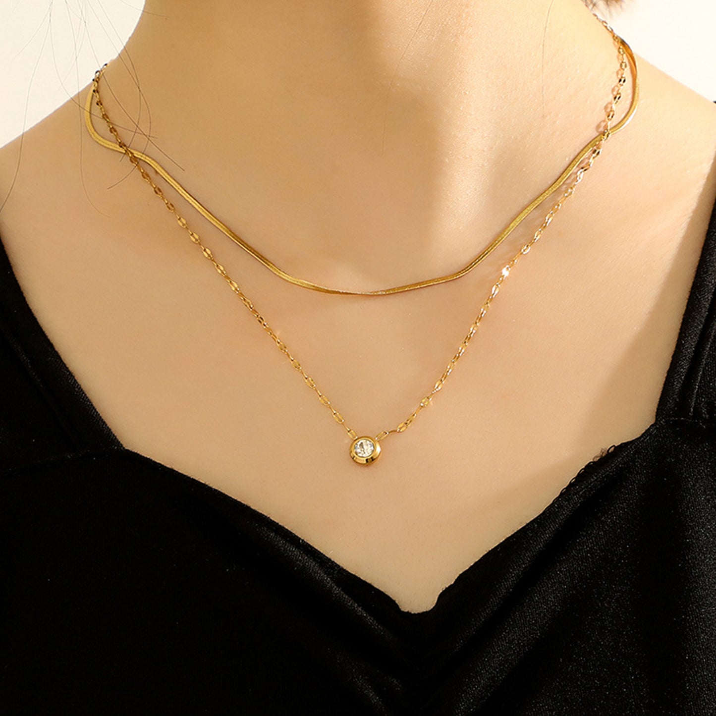 Layered Gold Mirror Chain Necklace
