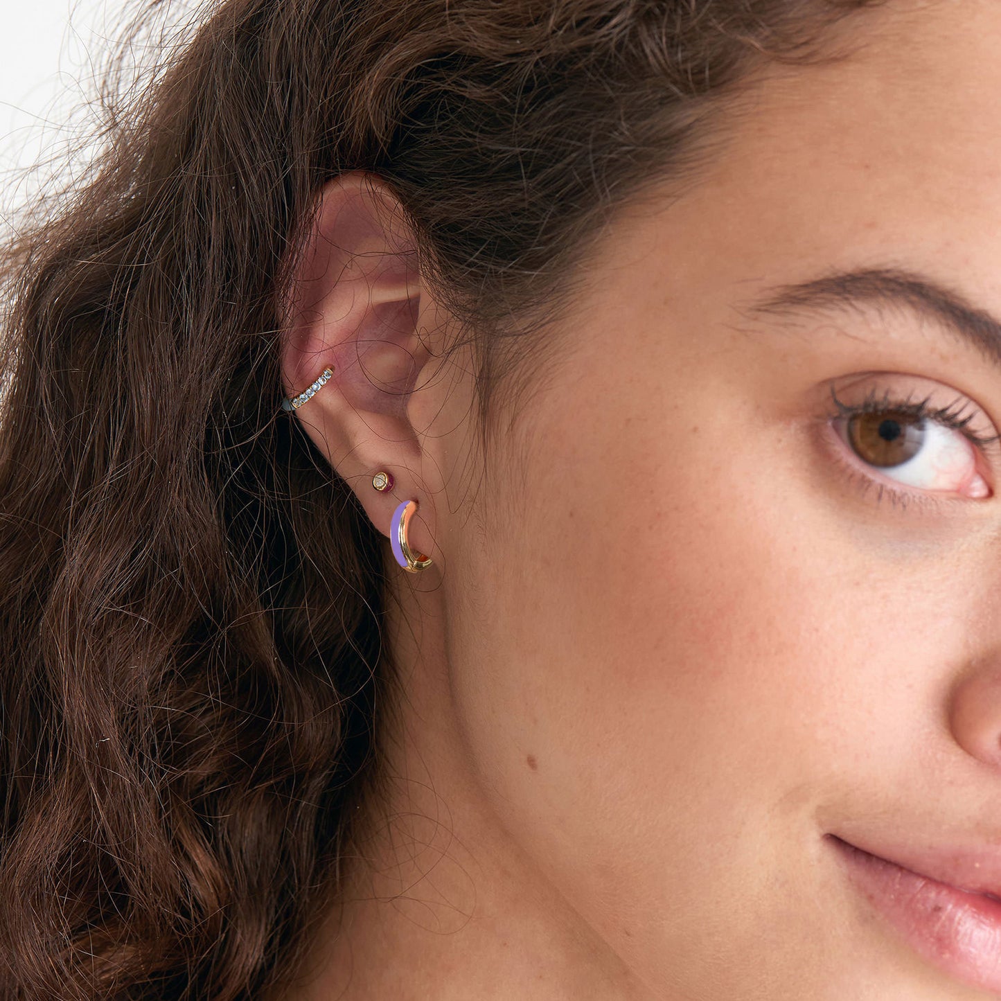 Light Purple Enamel Huggie Hoop Earrings for Women