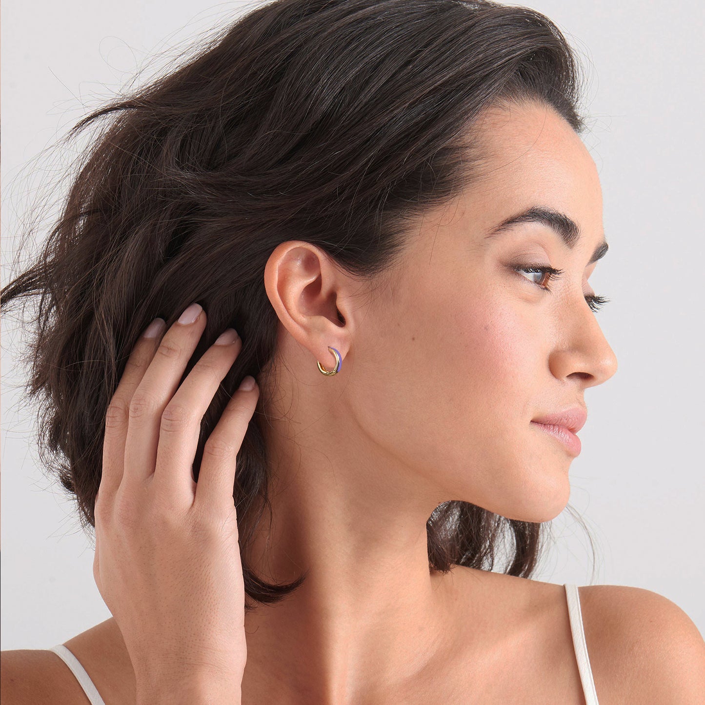 Light Purple Enamel Huggie Hoop Earrings for Women