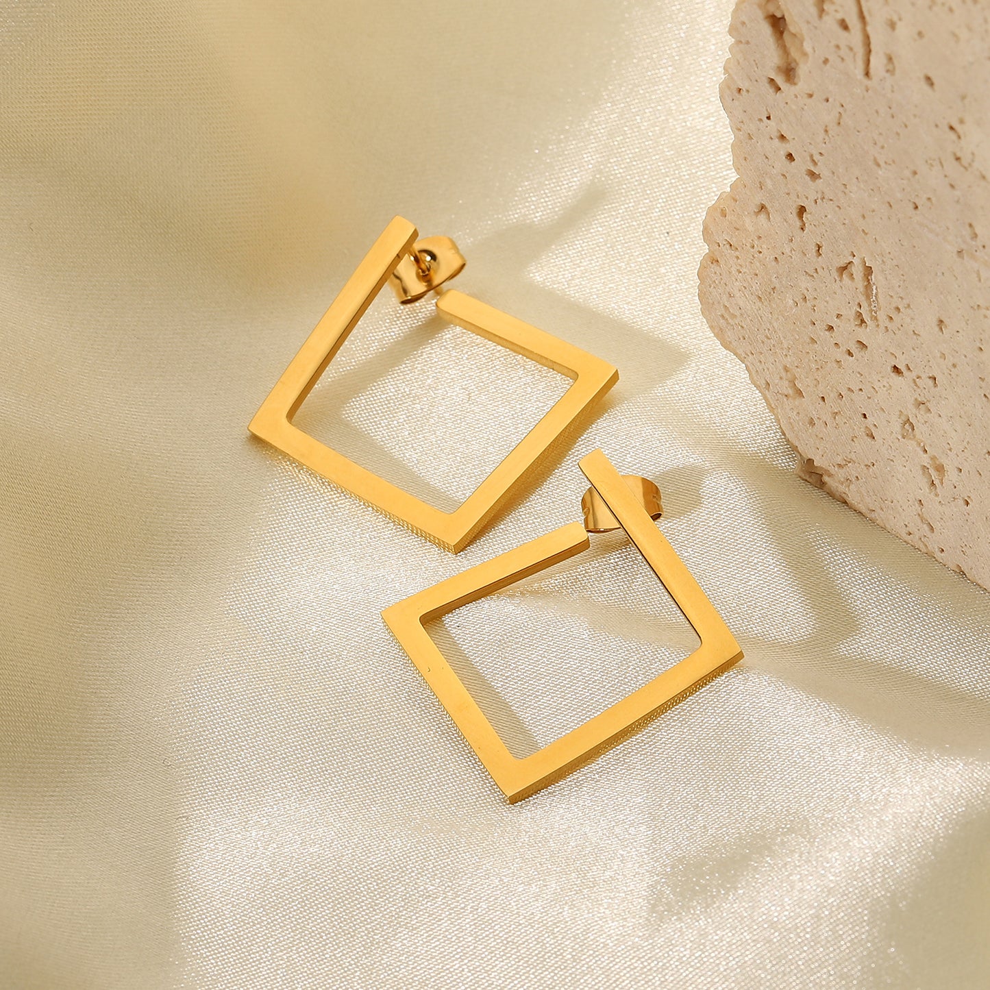 Gold Square Hoop Earrings for Women