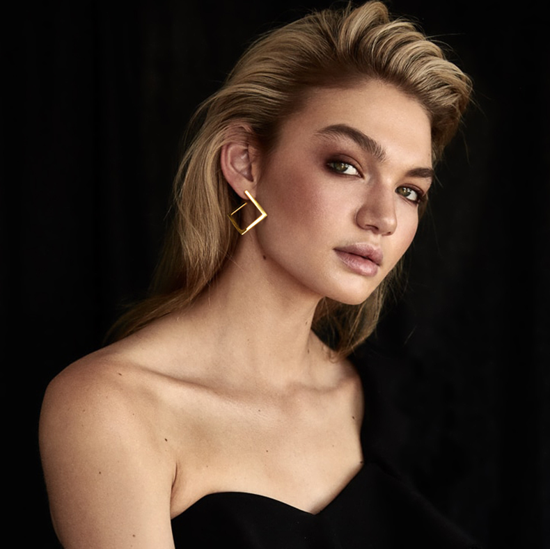 Gold Square Hoop Earrings for Women