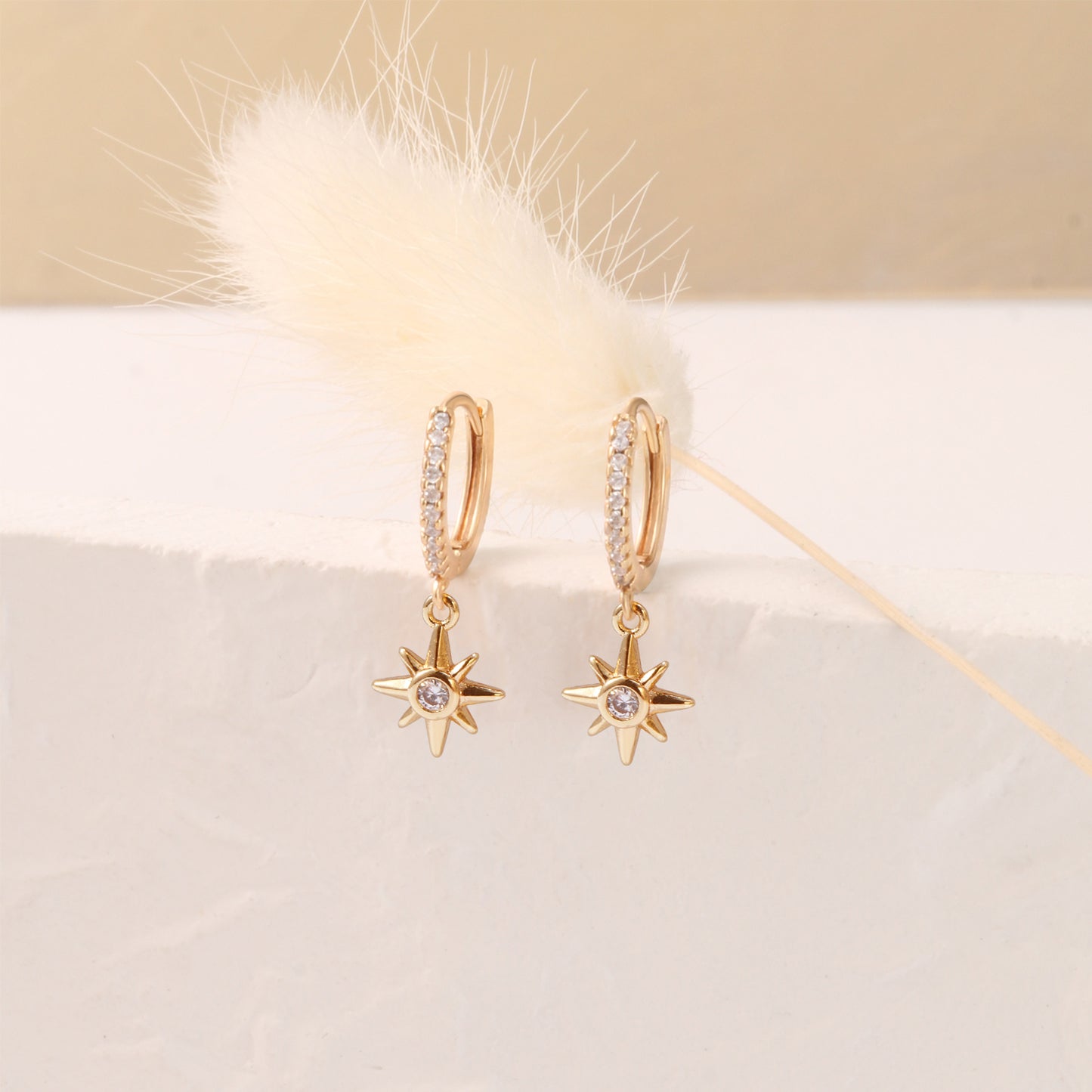 Star Drop Huggie Earrings
