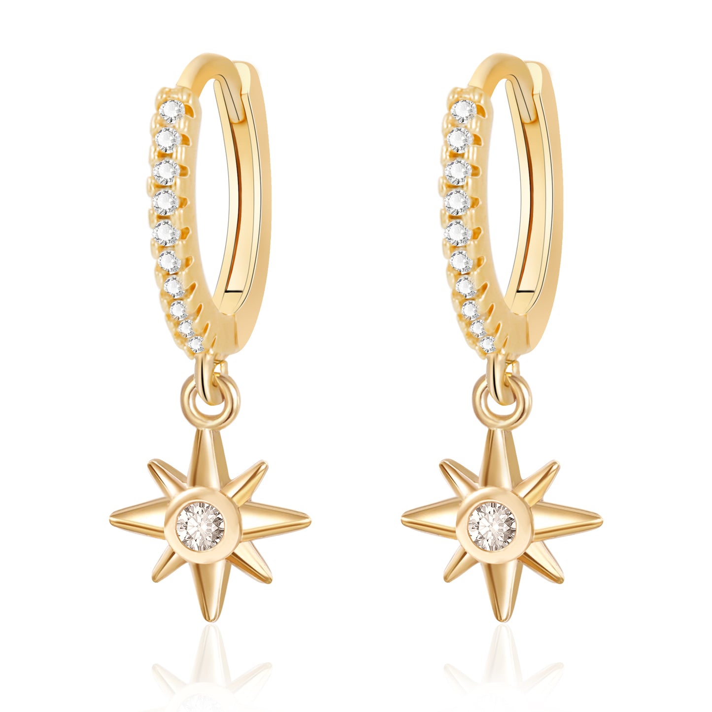 Star Drop Huggie Earrings