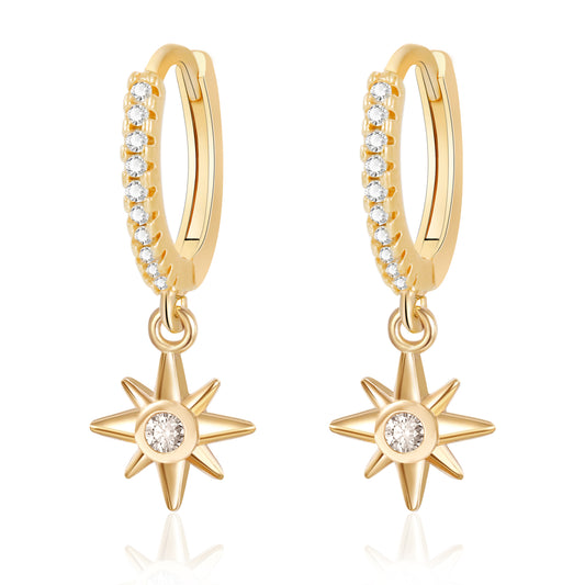 Star Drop Huggie Earrings
