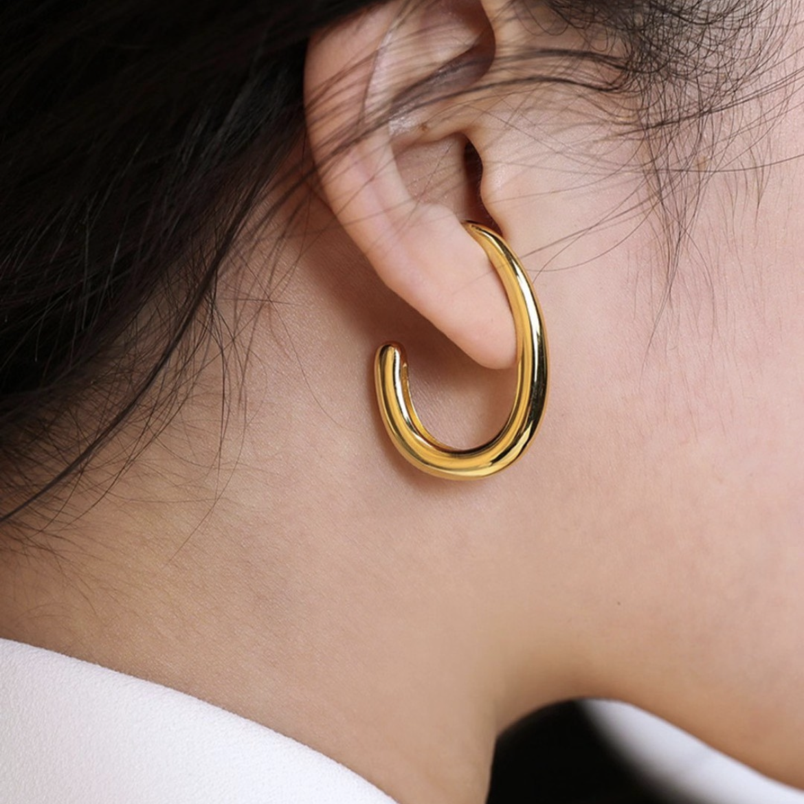 Chunky Gold Suspension Hoop Earrings for Women