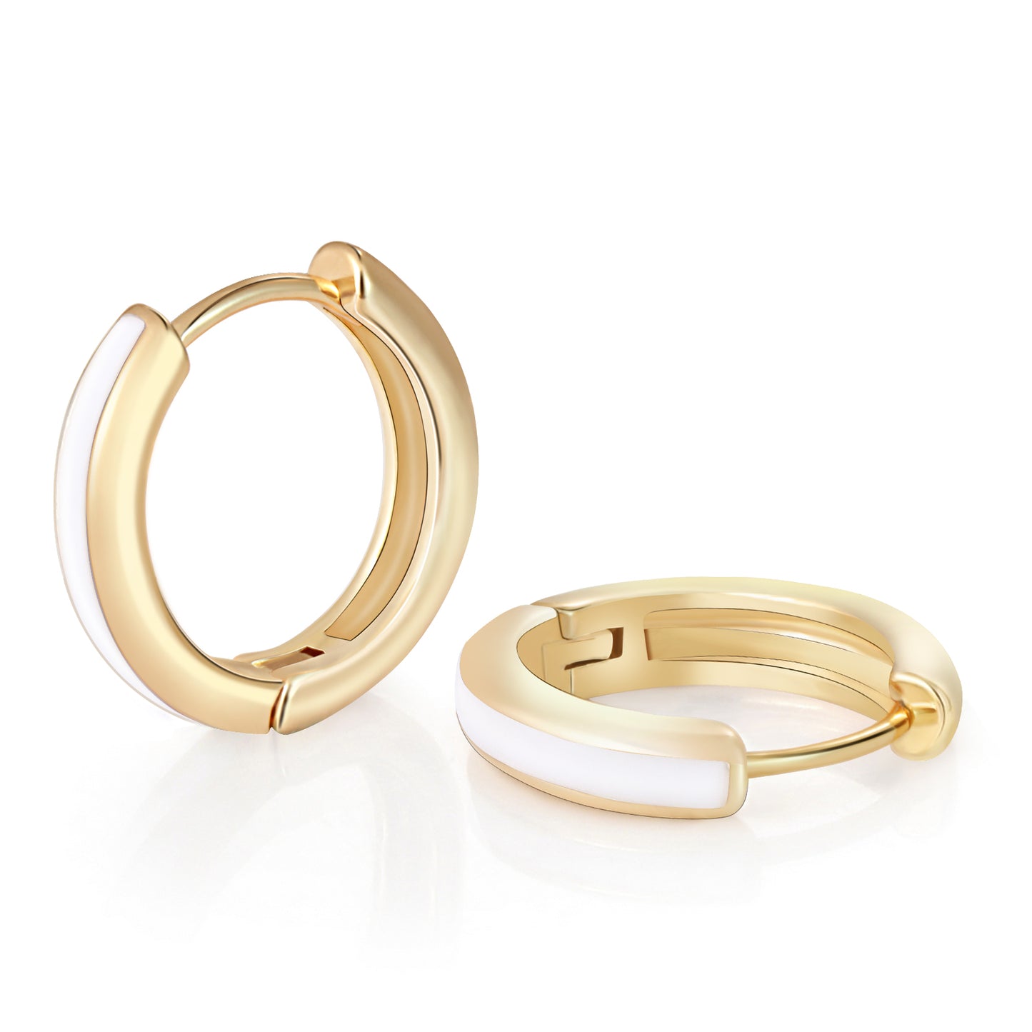 White Enamel Small Hoop Earrings for Women